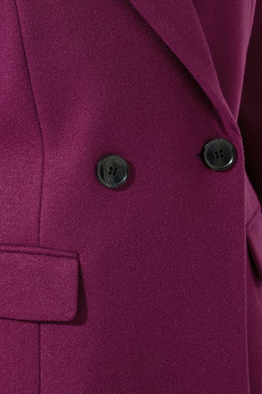 M&Co Berry Red Double Breasted Midi Coat