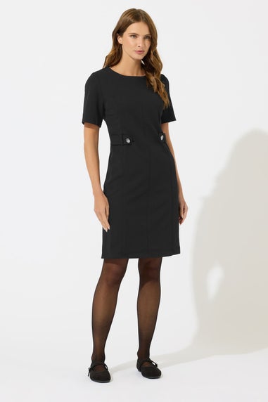 M&Co Black Button Detail Tailored Dress
