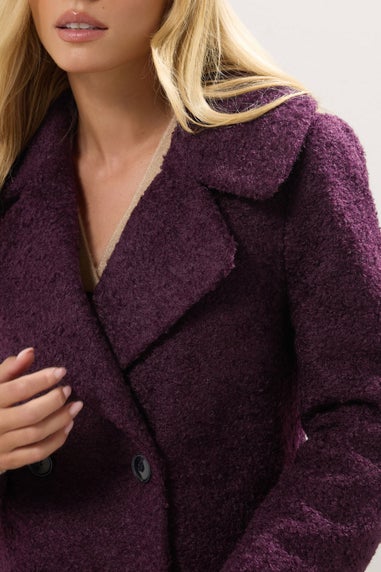 M&Co Petite Berry Red Double Breasted Boucle Jacket