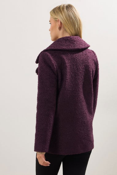 M&Co Petite Berry Red Double Breasted Boucle Jacket