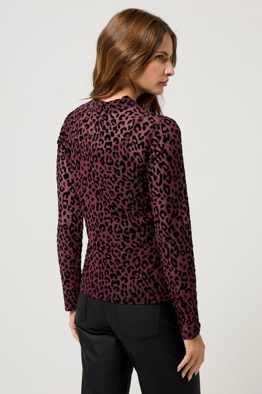 M&Co Red Animal Print Devore Velvet Top