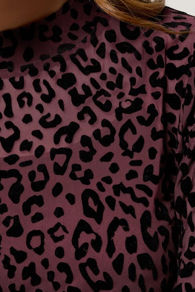 M&Co Red Animal Print Devore Velvet Top
