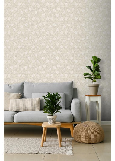 Arthouse Berry Floral Neutral Wallpaper