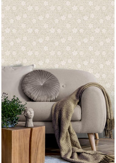 Arthouse Berry Floral Neutral Wallpaper