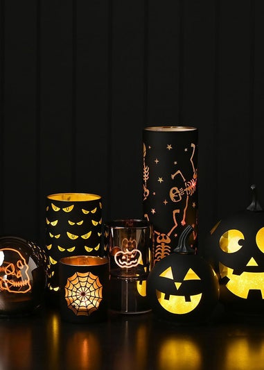 Hocus Pocus Black & Gold Cobweb Tea Light Holders Set of 3