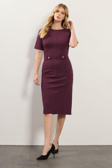 Long Tall Sally Berry Red Tailored Button Midi Dress