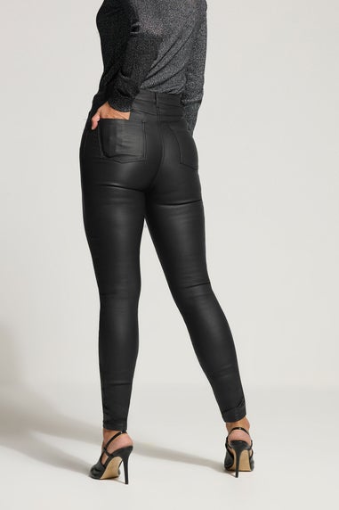 Long Tall Sally Black Faux Leather Skinny Jeans