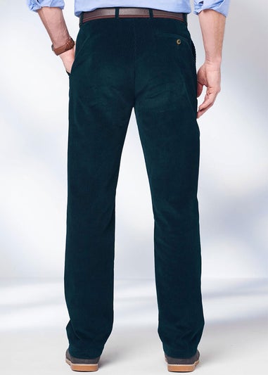 Cotton Traders Dark Peacock Flat Front Cord Trousers