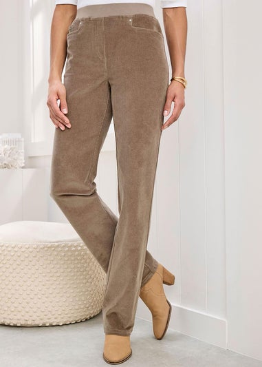 Cotton Traders Dark Chestnut Premium Pull On Cord Trousers