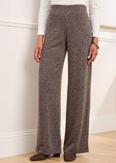 Cotton Traders Dark Chocolate Jersey Pull-On Wide-Leg Trousers