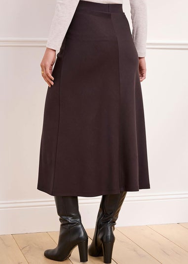 Cotton Traders Dark Chocolate Pull On Jersey Maxi Skirt