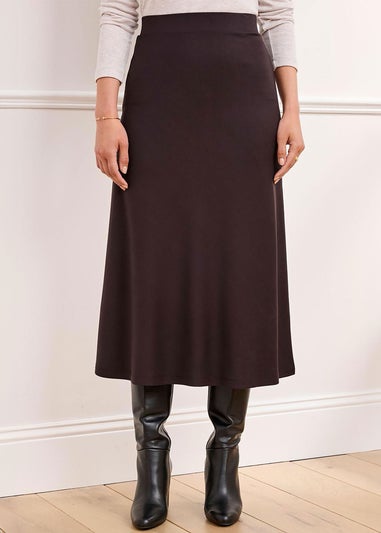 Cotton Traders Dark Chocolate Pull On Jersey Maxi Skirt