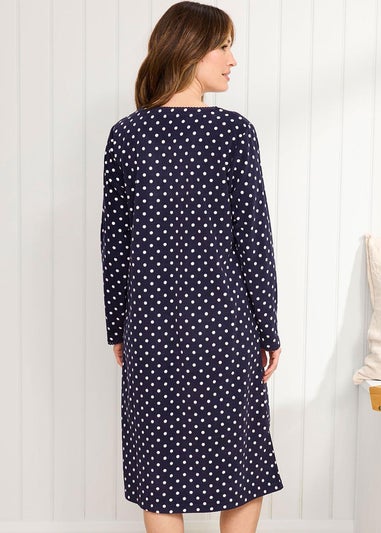 Cotton Traders Navy 2 Pack Fleece Nightdresses