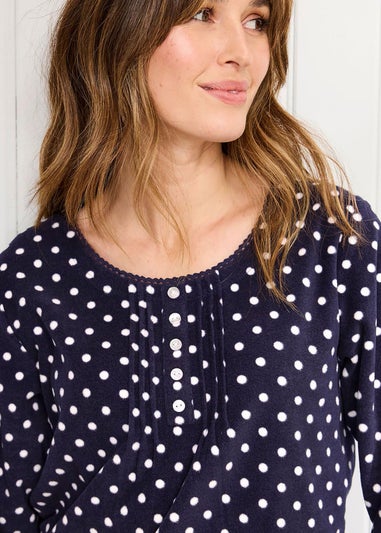 Cotton Traders Navy 2 Pack Fleece Nightdresses