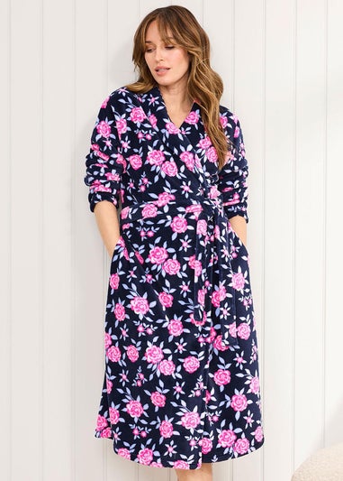 Cotton Traders Navy Cosy Fleece Dressing Gown