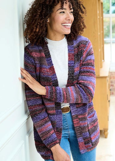 Cotton Traders Dusky Purple Edge To Edge Cardigan