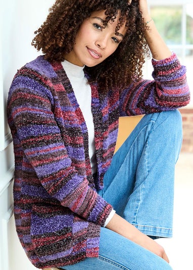 Cotton Traders Dusky Purple Edge To Edge Cardigan