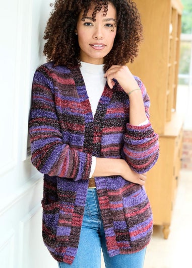 Cotton Traders Dusky Purple Edge To Edge Cardigan