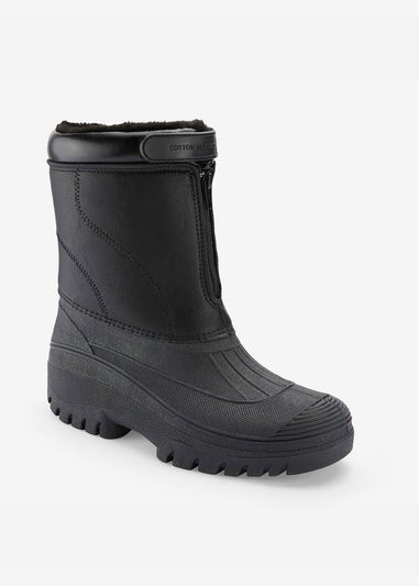Cotton Traders Black Waterproof Highland Boots