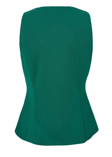 Quiz Green Petite Button Front Waistcoat