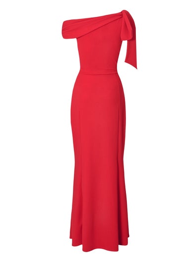 Quiz Red Tie Shoulder Maxi Dress
