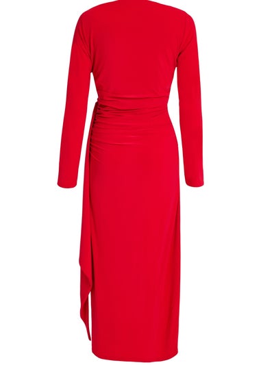 Quiz Red Ruffle Side Midi Dress