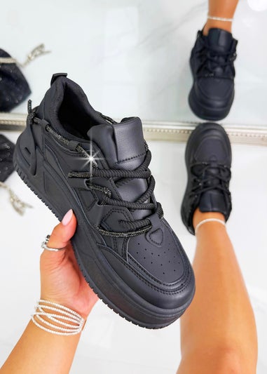 Love Lemonade Black Crystal Spark Trainers