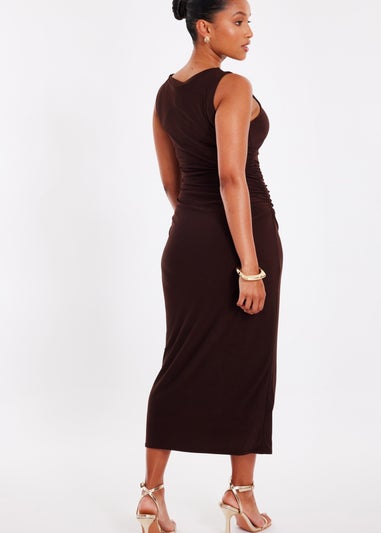 Quiz Brown Petite Midaxi Dress