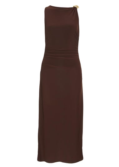 Quiz Brown Petite Midaxi Dress