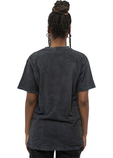 The Rolling Stones Black Leopard Tongue Acid Wash T-Shirt