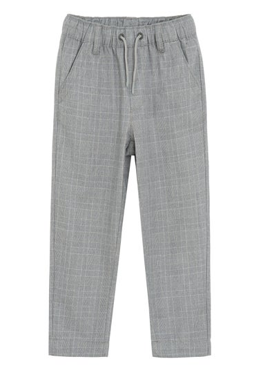 Cool Club Grey Relaxed Straight-Leg Striped Trousers With Drawstring Waist (2-8 yrs)