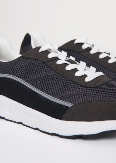Threadbare Grey Retro Lace Up Trainers