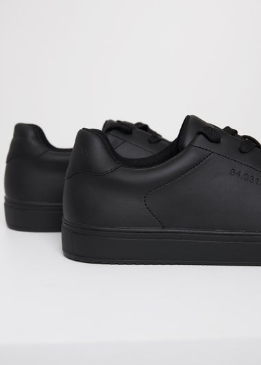 Threadbare Black Lace Up Court Trainers