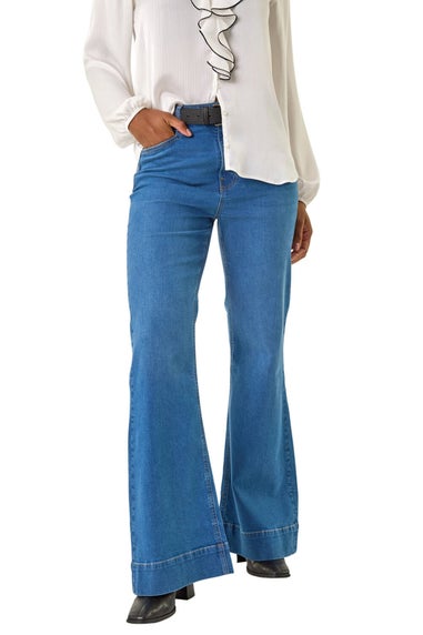 Roman Denim Pocket Stretch Flare Jeans