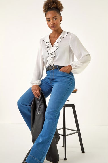 Roman Denim Pocket Stretch Flare Jeans