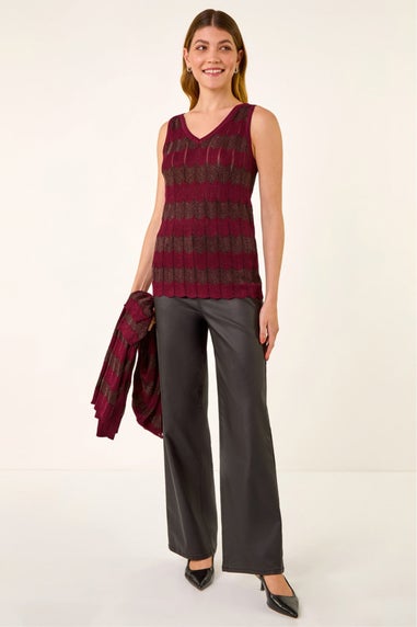 Roman Red Shimmer Knitted Top