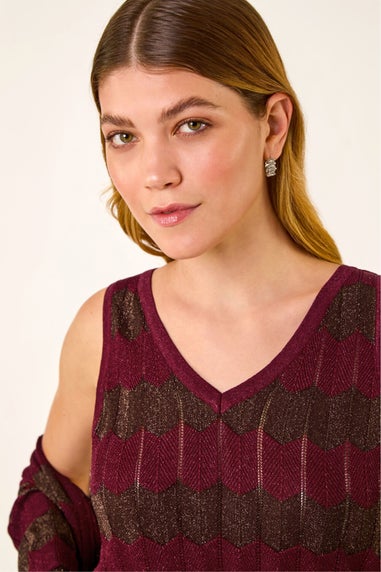 Roman Red Shimmer Knitted Top