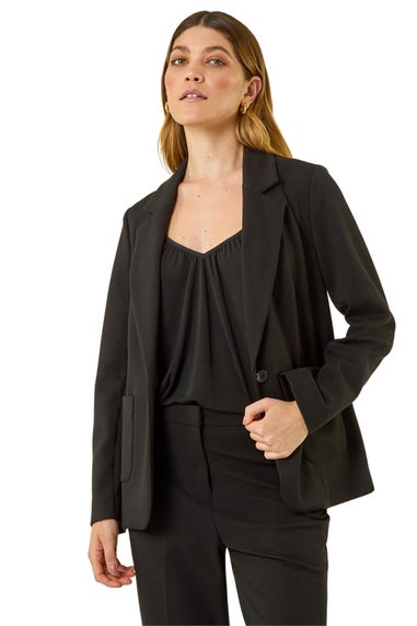 Roman Black Single Breated Smart Blazer