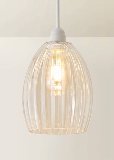 ValueLights Cheltenham Clear Ribbed Easy Fit Ceiling Light Shade
