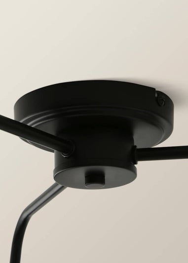 ValueLights Susie 3 Arm Matte Black Glass Lantern Ceiling Light