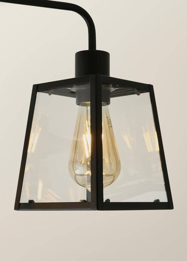 ValueLights Susie 3 Arm Matte Black Glass Lantern Ceiling Light