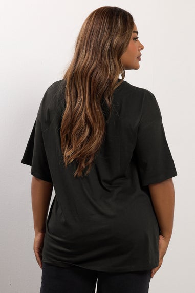 Yours Black Studded Oversized T-Shirt