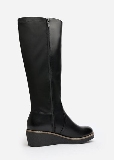 Where's That From Journey Black Knee High Wedge Boot