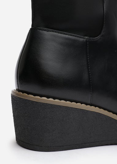 Where's That From Journey Black Knee High Wedge Boot