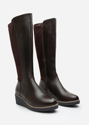 Where's That From Journey Brown Knee High Wedge Boot