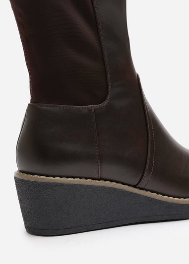 Where's That From Journey Brown Knee High Wedge Boot