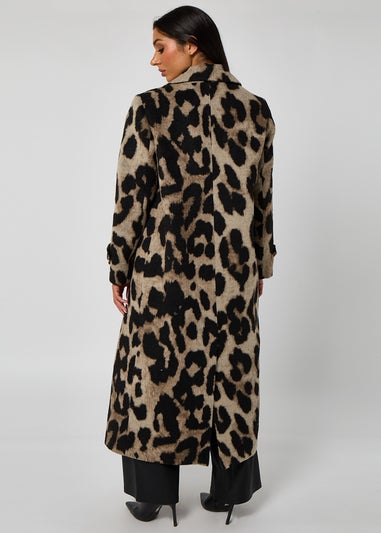 Urban Bliss Brown Longline Leopard Formal Coat