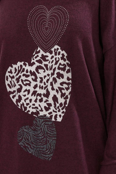 Yours Purple Embellishment Heart Jumper