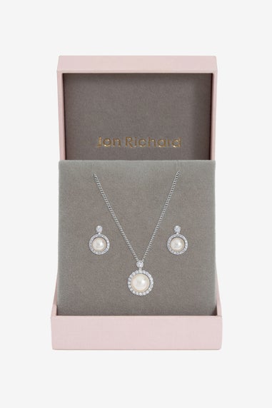 Jon Richard Gold Plated & Cubic Zirconia Pearl Halo Box Set Gift Box