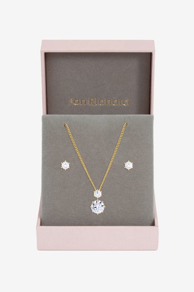 Jon Richard Gold Plated & Cubic Zirconia Round Drop Box Set Gift Box